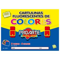 Cartulina Fluorescente de Colores Proarte Carpeta 6 pliegos de 23.7 x 33 cm