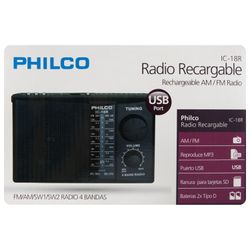 Radio Portátil Philco Recargable con USB/SD