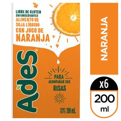Pack 6 un. Alimento de Soya Naranja 200 ml