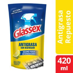 Limpiador Antigrasa Glassex Limón Doypack 420 ml