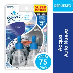 Pack 2 un. Aromatizante de Auto Glade Autosport Aqua y Auto Nuevo Repuesto 7 ml