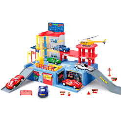 Parking Garage Set con 4 Autos