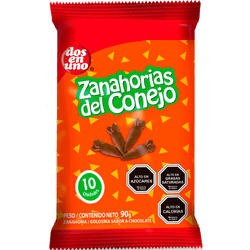 Figuras de Chocolate Dos en Uno Zanahorias Bolsa 90 g 10 un.