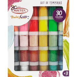 Set de témperas 30 colores 15 ml c/u + Pincel