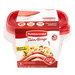 Set 3 Contenedores Rubbermaid Take Alongs Cuadrados 1.2 L