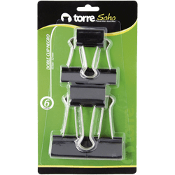 Doble Clip Negro Mix 41 mm-32 mm 6 un.