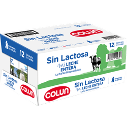 Pack 12 un. Leche Colun Entera Sin Lactosa 1 L