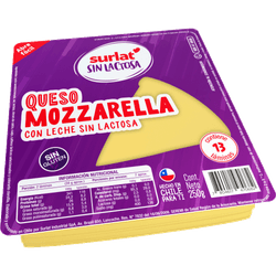 Queso Mozzarella Sin Lactosa Surlat Envasado Laminado 250 g