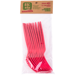 Tenedores Bioely Rosado 10 Un.