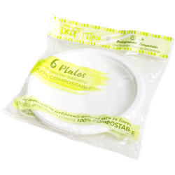 Platos de Caña Azúcar Bio Drop It! 17 cm 6 un.