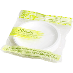 Platos de Caña Azúcar Bio Drop It! 17 cm 20 un.