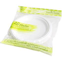 Platos de Caña Azúcar Bio Drop It! 22 cm 20 un.