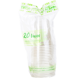 Vasos Transparentes Pla Bio Drop It! 280 cc 20 un.