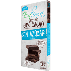 Chocolate Amargo En linea Sin Azúcar Añadida 60% Cacao 50 g