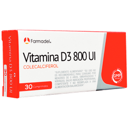 Vitamina D3 Farmadel 800 Ui 30 Comprimidos