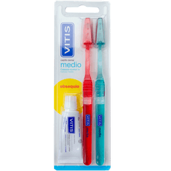 Pack Cepillo de Dientes Vitis® Medio + Pasta Dental Blanqueadora 15 ml