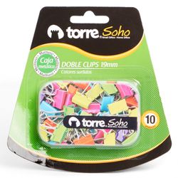 Caja Metálica Doble Clips Colores 19 mm 10 un.