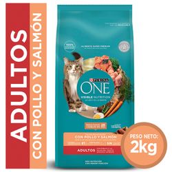 Alimento Gato Adulto Purina One Pollo y Salmón 2 kg
