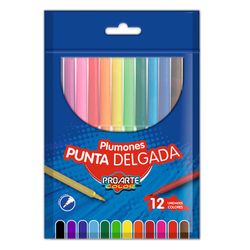 Plumón Punta Delgada 12 Colores