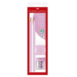 Set lápices grafitos 2 un. + Goma + Sacapuntas rosa pastel