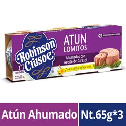 Pack 3 un. Atún Lomitos Ahumados 52 g drenado, 65 g neto