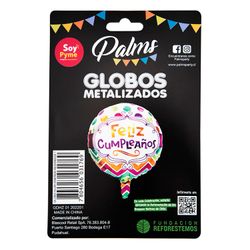 Globo Aluminio Palms Redondo Feliz Cumpleaños Diseño1