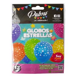 Set 12 Globos Palms Diseño Estrellas