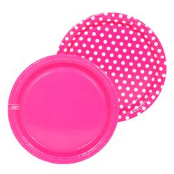 Set 20 Platos Palms Combinados Color Fucsia