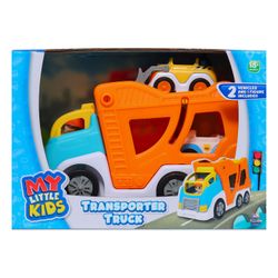 Camión Transportador con 2 Autos y Figuras