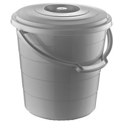 Balde con Tapa Asa Plateado 15 L
