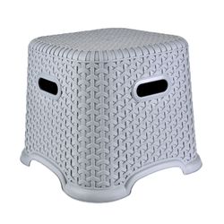Taburete Simil Rattan Apilable Gris
