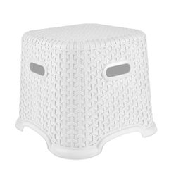 Taburete Simil Rattan Apilable Blanco
