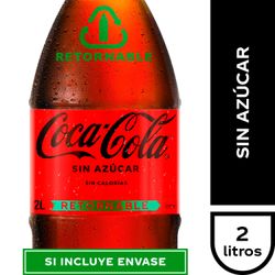 Bebida Coca-Cola sin azúcar retornable 2 L + Envase