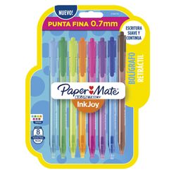 Bolígrafo Retráctil InkJoy Punta Fina 0.7 mm 8 colores