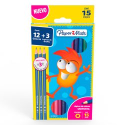 Lápices de Color Paper Mate Hexagonal 12 colores + 3 Gráfito