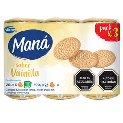 Galletas Maná Vainilla Tripack 408 g