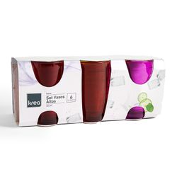 Set 6 Vasos Altos Líneas Color 350 ml