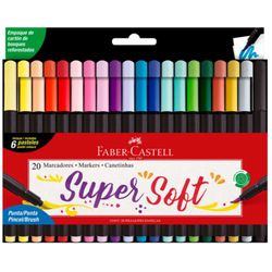 Marcadores Faber-Castell Punta de Pincel Súper Suave 6 Colores Pasteles