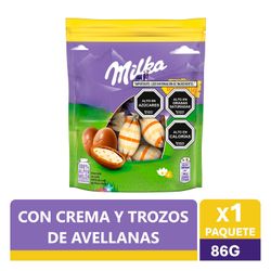 Huevitos de Chocolate Milka Relleno Cremoso con Trozos de Avellanas 86 g