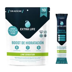 Bebida Isotónica en Polvo Extra Life Boost de Hidratación Lime Sensation 15 g 10 un.