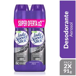Pack 2 un. Desodorante Spray Lady Speed Stick Carbon Absorb 91 g