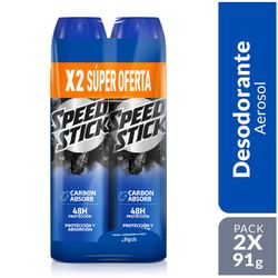 Pack 2 un. Desodorante Spray Speed Stick Carbon Absorb 91 g