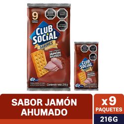 Galletas Club Social Sabor Jamón Ahumado Pack 9 un. x 24 g