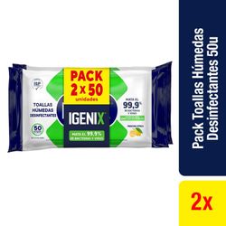 Toallitas Igenix Cítrico Sachet 2 x 50 un.