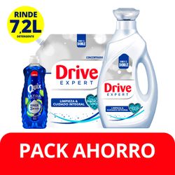 Pack Detergente Líquido Drive Expert Botella 1.8 L + Doypack 1.8 L + Lavaloza Quix Ultra 300 ml