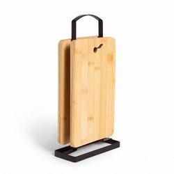 Set de 4 Tablas Bambú con Base Metal