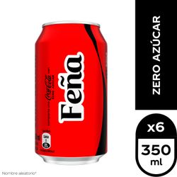 Pack 6 un. Bebida Coca Cola Zero Lata 350 cc