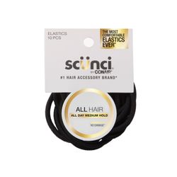 Elástico Scunci Base Nylon Negro 10 un.