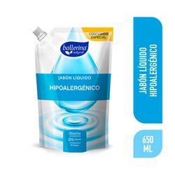 Jabón Líquido Ballerina Hipoalergénico Doypack 650 ml