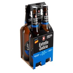 Pack 4 un. Cerveza Estrella Galicia Sin Alcohol 0° Botella 330 cc